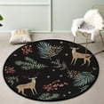 thumbnail image 2 of FREEAM Kids Round Nursery Area Rug 4 ft Christmas Forest Cute Deer Green Fir Non Slip Play Mats for Kids Boys Girls Playing Room Living Room, 2 of 6