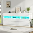 thumbnail image 4 of 9-Drawer Triple Dresser with Charging Station and LED Lights, 63" White Dresser TV Stand for TVs up to 75", Wide Large Drawer Organizer with 3 Open Cubbies for Living Room, 4 of 5