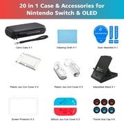 KIMHY Nintendo Switch Case & Accessories, 20 in 1 Switch & Oled Case Kit Including Screen Protector, Game Holder, Controller OLED Cover, Protective Carrying Bag for Storage Travel