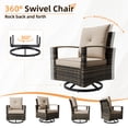 thumbnail image 5 of UDPATIO Patio Furniture Set, 7 Pieces Outdoor Furniture Sets with Rocking Swivel Chairs, Wicker Rattan Sofa Set with Storage Table for Backyard, Khaki, 5 of 9