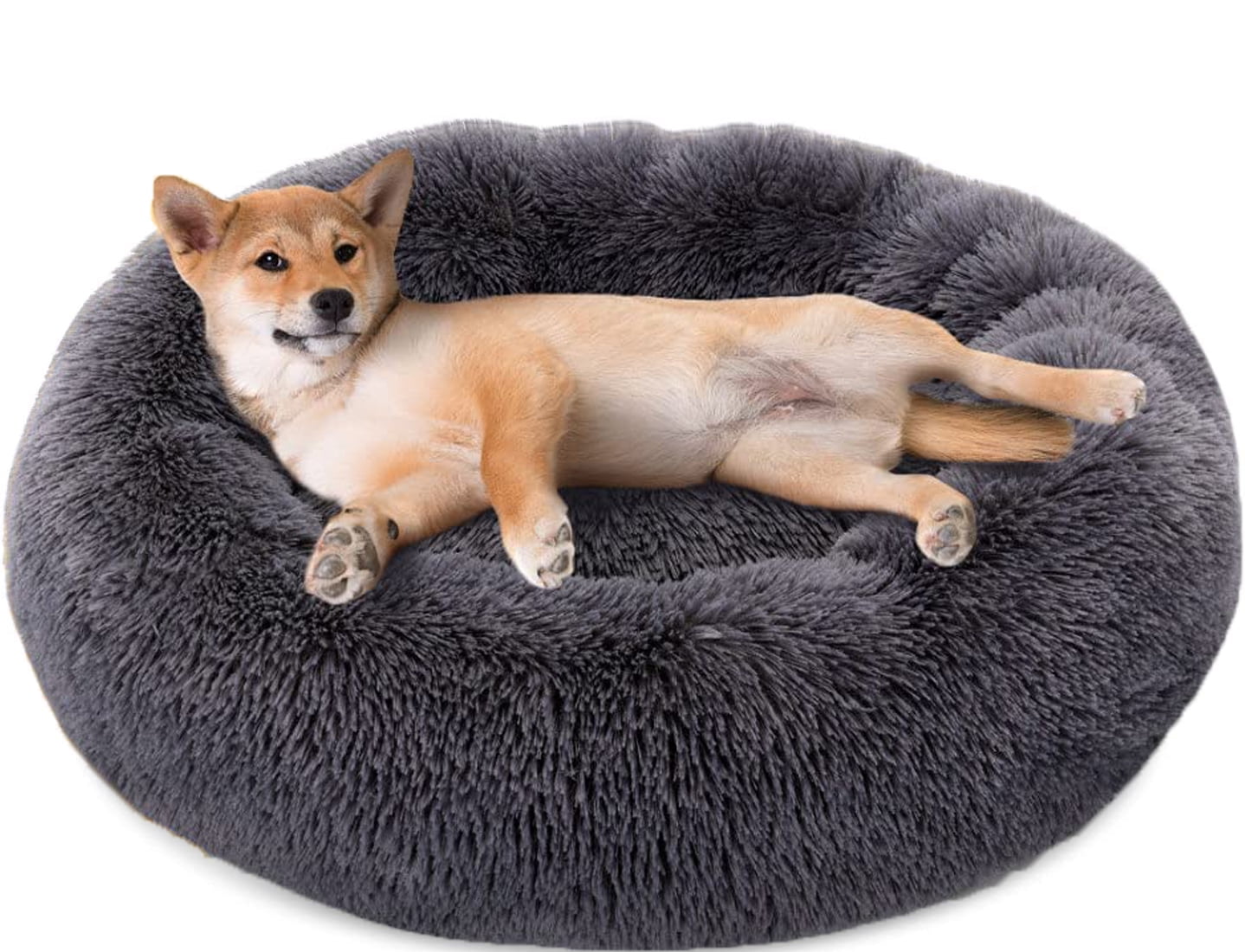 32 Inch Round Plush Pet Bed for Dogs & Cats, Fluffy Soft Warm Calming