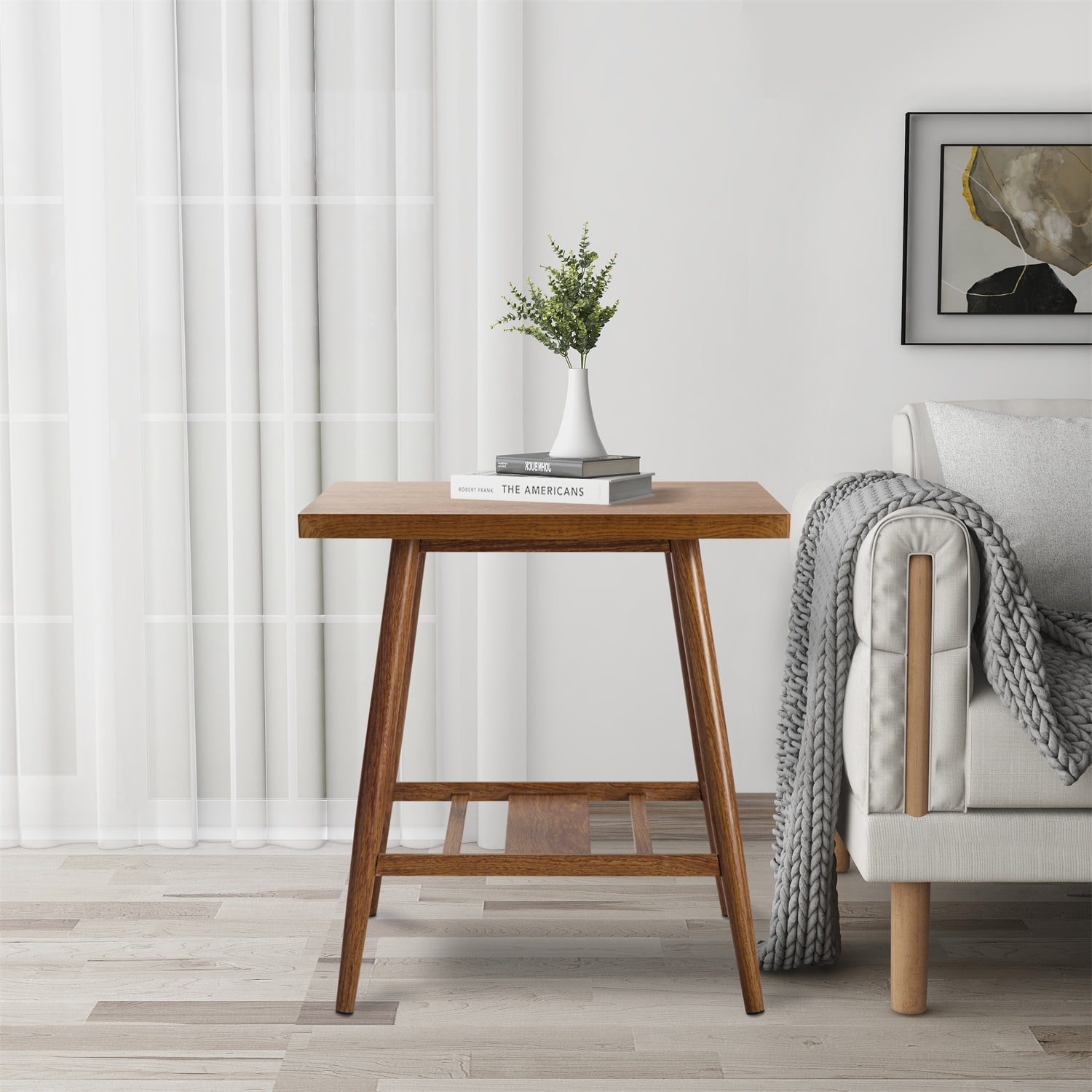 Kadyn 19.7" Square End Table, Metal Side Table for Living Room, Brown Mid Century Modern End Table with Shelf Kadyn 19.7" Square End Table, Metal Side Table for Living Room, Brown Mid Century Modern End Table with Shelf