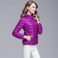 thumbnail image 2 of Ikevan Women Coats Casual Light Outerwear Solid Hooded Zippers Pocket Down Jackets Purple 6(M), 2 of 7