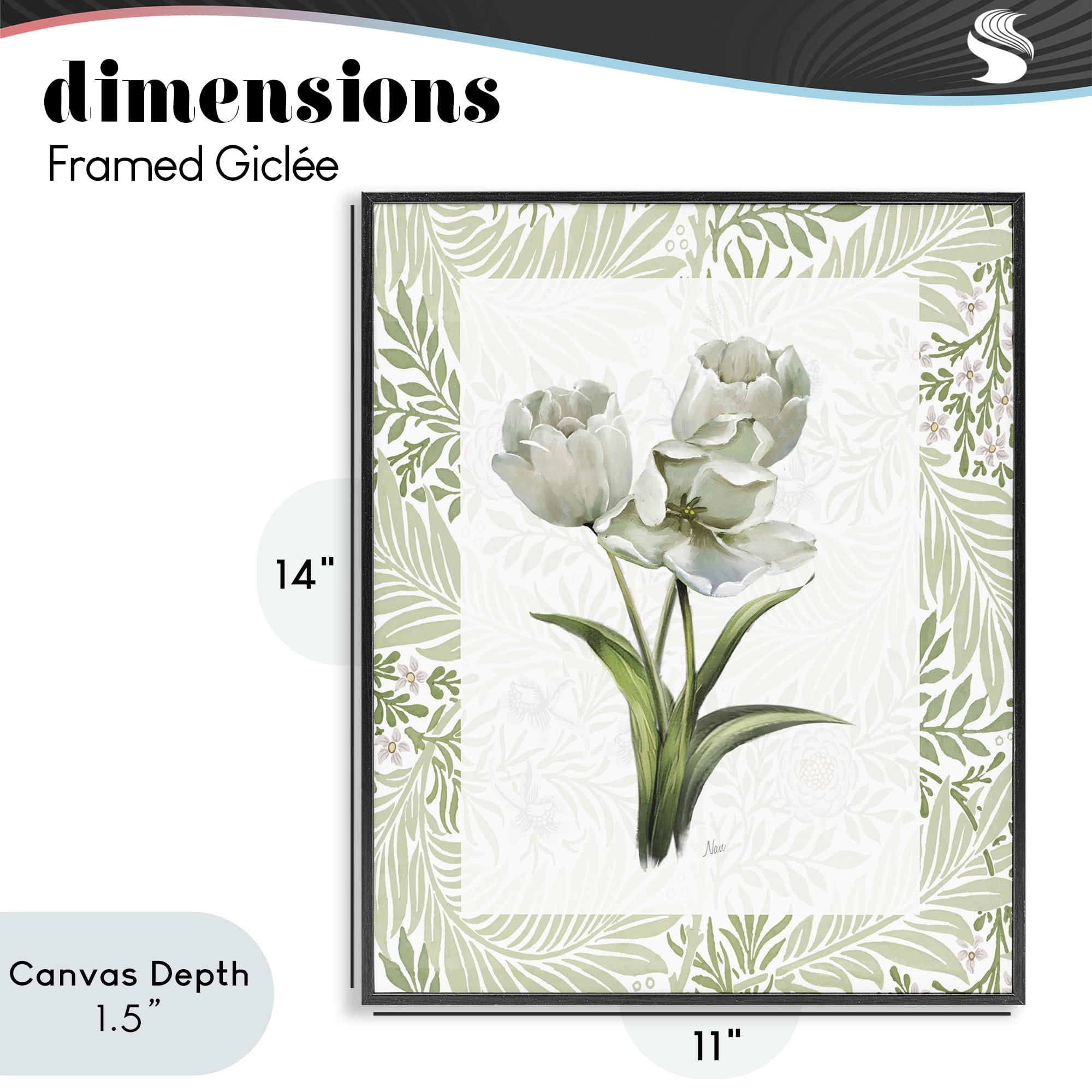 Stupell Industries Fresh Spring Tulip Bouquet Black Framed Giclee Art, design by Nan