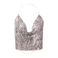thumbnail image 6 of Soyumi Women's Sparkly Sequin Halter top, Sleeveless Deep V Neck Crop Tank top， Metallic Rhinestone Lightweight Shirt for Club Party Night Out， Trendy Backless Ruched Flowy Clubwear, Gray, 6 of 6