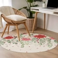 thumbnail image 4 of Pink Valentine's Day Round Area Rug 3.3Ft Washable Circle Rugs for Dining Room Table, Romantic Roses Weeping Watercolor Rustic Non-Slip Carpet Floor Mats Indoor Outdoor Carpet Runner Home Decor, 4 of 8