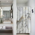 thumbnail image 2 of Baocicoo Gold Ink White Marble Shower Curtain Modern Abstract Shower Curtain for Bathroom Luxury Texture Bathroom Decorations Hostel Bathtub Waterproof Polyester Shower Curtain with Hooks 36x72 Inches, 2 of 6