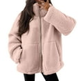 thumbnail image 2 of larppty Womens Sherpa Fuzzy Fleece Jackets Casual Warm Winter Zip Up Long Sleeve Fluffy Coats 2025 FAll With Pockets（Light Pink，XXL）, 2 of 6