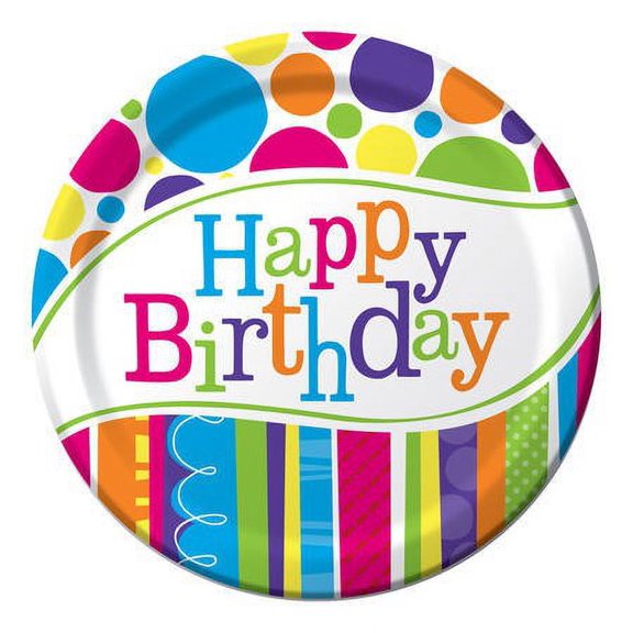 Party Central Happy Birthday Disposable Party Luncheon Plates - 7" - Club Pack of 96