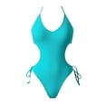 thumbnail image 4 of XIYON Women's One Piece Swimsuit Solid Color Swimsuit Tie Side Monokini Style Bathing Suit For Women Beach Vacation 2026, 4 of 6