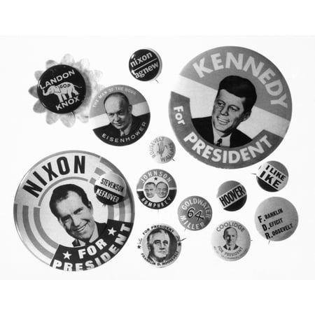 - Campaign Buttons Nan Asssortment Of 20Th Century American Presidential Campaign Buttons Rolled Canvas Art - (24 x 36)