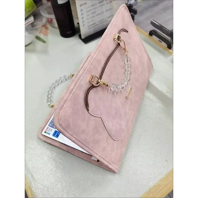 14 Inch Notebook Bag For Macbook Air Pro M1 Lenovo Dell Huawei Handbag Briefcase Laptop Shoulder Split Leather Sleeve Protector Pink 14"