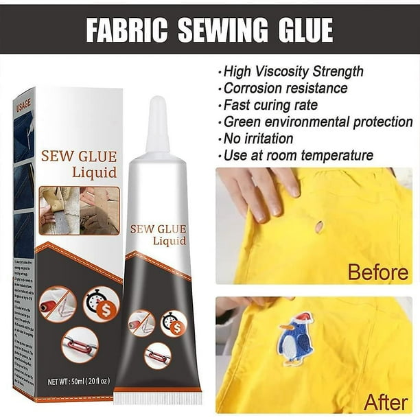 Cloth Repair Sew Glue 50ml, Instant Sew Glue Bonding Liquid, Quick Dry  Multi Fabric Sew Glue, Fabric Glue For Clothing Permanent Washable