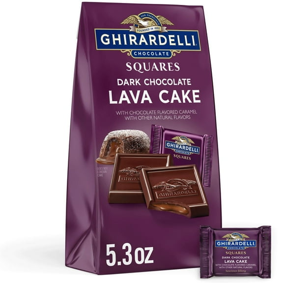 Ghirardelli Dark Chocolate Lava Cake Candy SQUARES Medium Bag - 5.3oz - Pack of 2