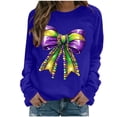 thumbnail image 2 of Xuyuer Women's Carnival Printed Long Sleeved Round Neck Mardi Gras Sweatshirt Carnival Outfits Women Carnival Sweatshirts Fat Tuesday Fashionable Pullover Tops, 2 of 6