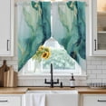 thumbnail image 2 of Abstracts Marble Swag Valances for Windows 2 Pack Teal Green Ombre Stone Glod Crack Texture Swag Kitchen Curtains 36 Inches Long Rod Pocket Short Window Treatment for Kitchen Bathroom 36"x36", 2 of 9