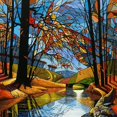thumbnail image 2 of James, David 12x12 Black Modern Framed Museum Art Print Titled - Autumn Stream, 2 of 4