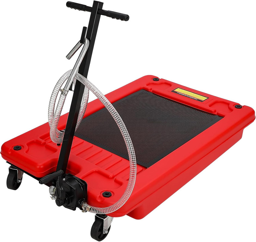 Oil Drain Pan with Pump 18 Gallon Oil Drain Tank, 82L Foldable T-Handle Low Profile Oil Drain Pan with 7.5ft Hose for Under Car, SUV, Truck Oil Changing