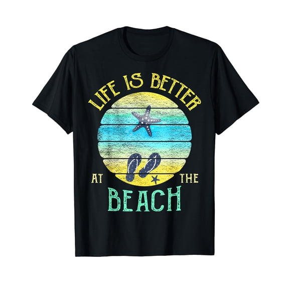 Life is Better at the Beach Vacay Vacation Vibes Short Sleeve Black T-Shirt