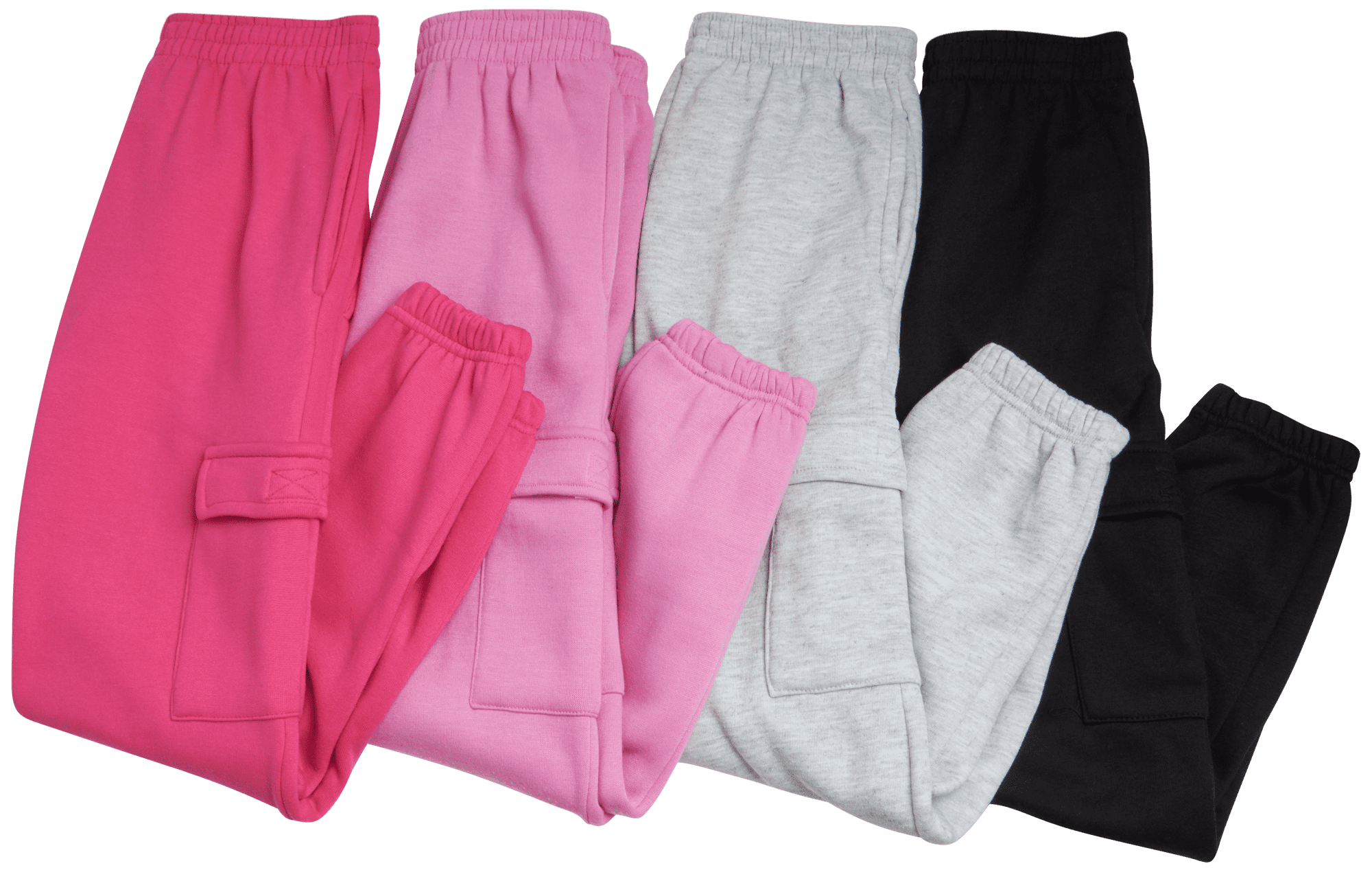 Real Love Girls Sweatpants Soft Lightweight Basic Fleece Cargo Jogpants, Joggers or Flares 4 Pack