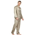 thumbnail image 6 of Tony & Candice Men's Classic Silk Satin Pajama Set Adult Sleepwear (X-Large, Coffee), 6 of 7