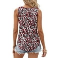 thumbnail image 4 of Mingw Tank Tops for Women Women's Lounge T Shirt Ruffle Collar Round Neck Tee Floral Tank Tops Stretchy Fitted Camisole, 4 of 6