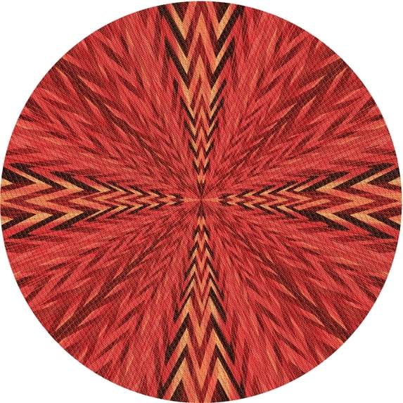 Ahgly Company Indoor Round Patterned Red Area Rugs, 8' Round