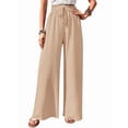 thumbnail image 2 of Pantalones de Salón de Pierna para Mujer, Cintura Alta, Ajustables, con Nudo de Lazo, Holgados. Albaricoque L, 2 of 9