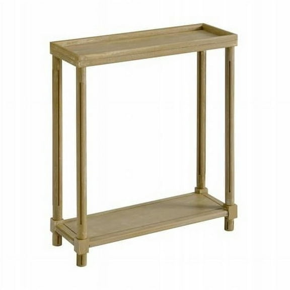 24 in. Narrow Distressed Oak Wood End Tables with Shelf - Set of 2