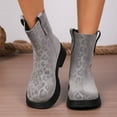 thumbnail image 6 of Mostsola Womens Gogo Boots Mid Calf Heel Zipper Boots Square Toe Retro Suede Short Booties, 6 of 8