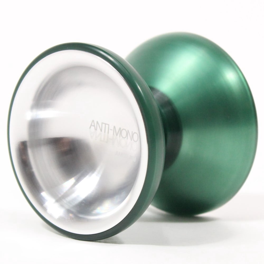 SENSE YOYO Anti-Mono 02 Yo-Yo - Aluminum with PC - Multi-Material YoYo (Grass Green PC + Glossy Silver)