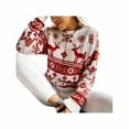 thumbnail image 3 of Christmas Women Sweaters O-neck Pullover Tops Casual Long Sleeve Knitted Xmas Sweater Fall Winter, 3 of 8