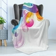 thumbnail image 4 of Colorful Soft Flannel Fleece Blanket, Abstract Splash Drops with Computer Digital Concept Paintbrush Watercolor Effect, Cozy Plush for Indoor and Outdoor Use, 50" x 70", Multicolor, by Ambesonne, 4 of 5