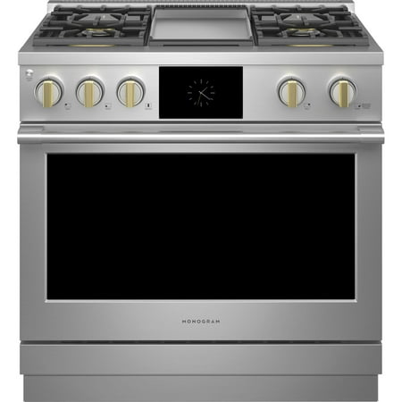 Monogram - 5.7 Cu. Ft. Freestanding Dual Fuel Convection Range with Self-Clean and 4 Burners - Stainless steel