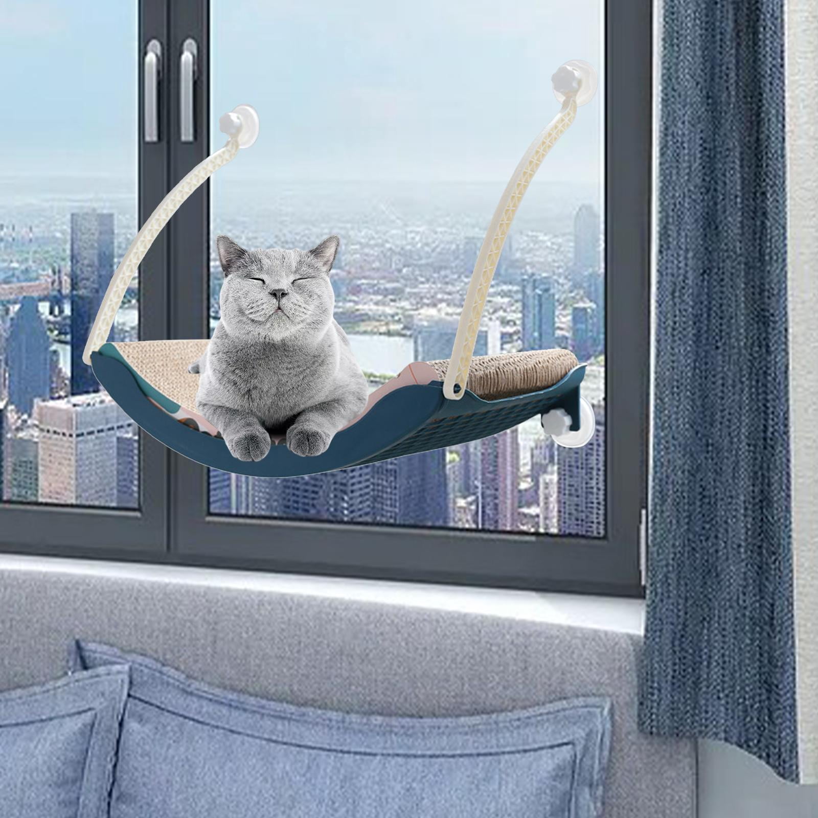 Bvdfgk Cat Bed Cat Window Perch Hanging Detachable Suction Cup Window Seat Space Saving Blue Scratch Board