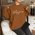 thumbnail image 2 of Women Sweatshirts Oversize MAMA Letter Print Crew Neck Long Sleeve \ Loose Workout Shirt Brown, 2 of 4