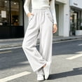 thumbnail image 6 of Women High Waist Paper Bag Waist Corduroy Wide Leg Trousers Elegant Ruffle Trim Straight-Leg Pants Vertical Rib Casual Pants Fall Outfits, 6 of 9