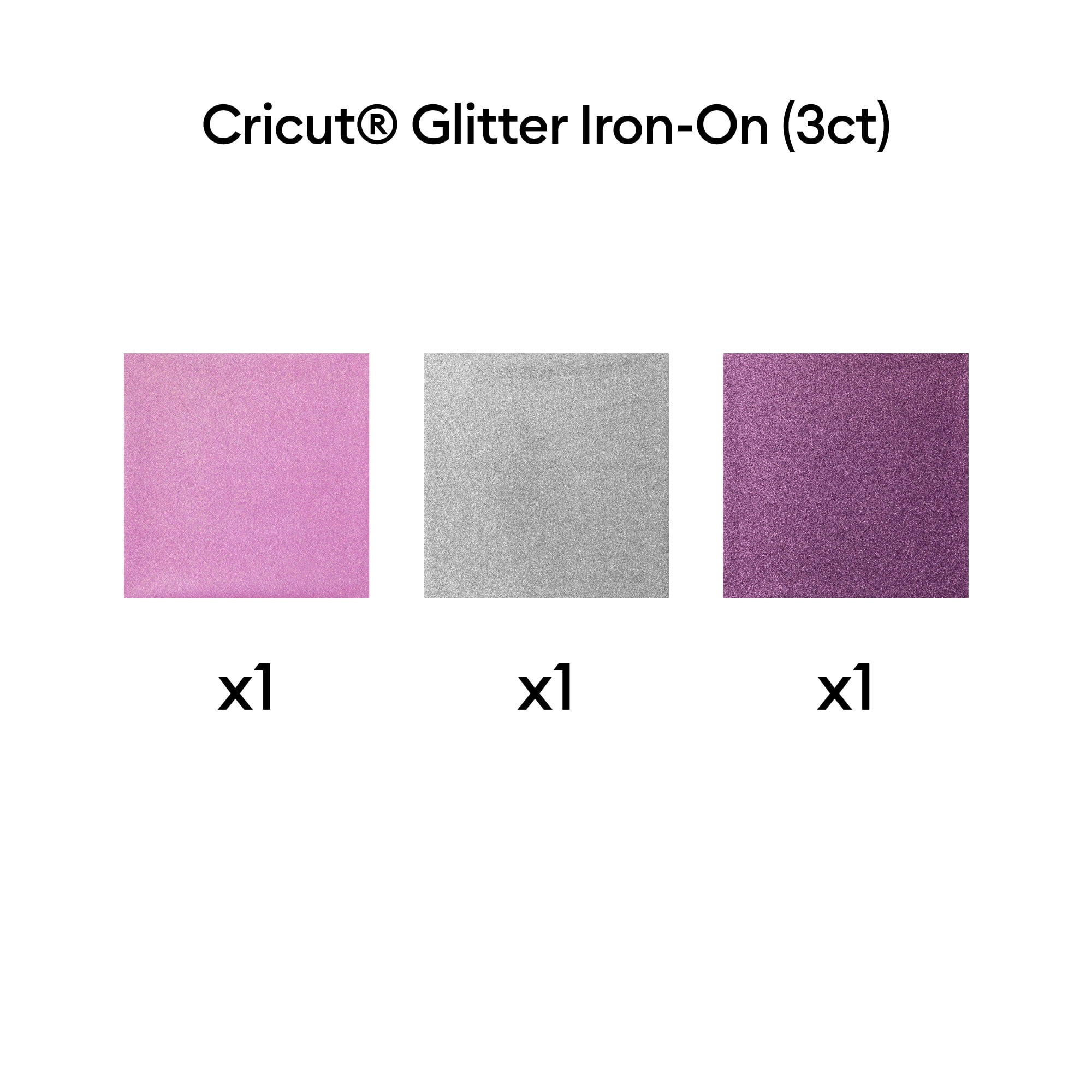 Cricut Glitter Iron-On, Princess Sampler (3 ct), 12 x12, Roll