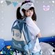 thumbnail image 4 of Estilo Japonés Anime Sanrio Cinnamoroll My Melody Kuromi Bordado Lindo Niños Mochila Kawaii Dibujos Animados De Gran Capacidad Nylon Niñas Bolsa Escolar Mujeres De Mano [Lluvia], 4 of 4