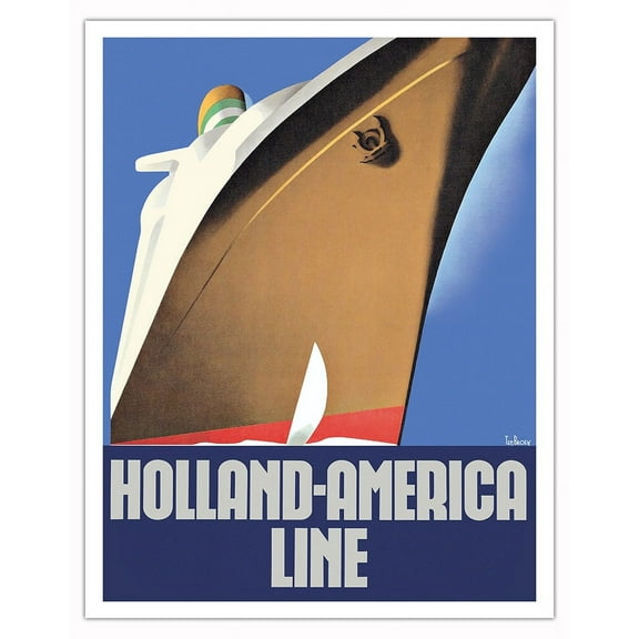 Holland-America Line - Vintage Ocean Liner Travel Poster by Willem Frederik ten Broek c.1936 - Fine Art Matte Paper Print (Unframed) 11x14in