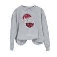 thumbnail image 2 of Christmas Outfits Women Crewneck Sweatshirt Shiny Rhinestone Wine Glass with Santa Hat Long Sleeve Loose Festive Tops (S, Gray), 2 of 5