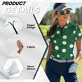 thumbnail image 5 of COEQINE Short Sleeve Golf Shirts for Women V Neck 1/4 Zip Workout Polo Shirts Golf Ball and Musical Notes Green Print Lightweight Golf Tops Moisture Wicking Tennis Activewear, XS, 5 of 7