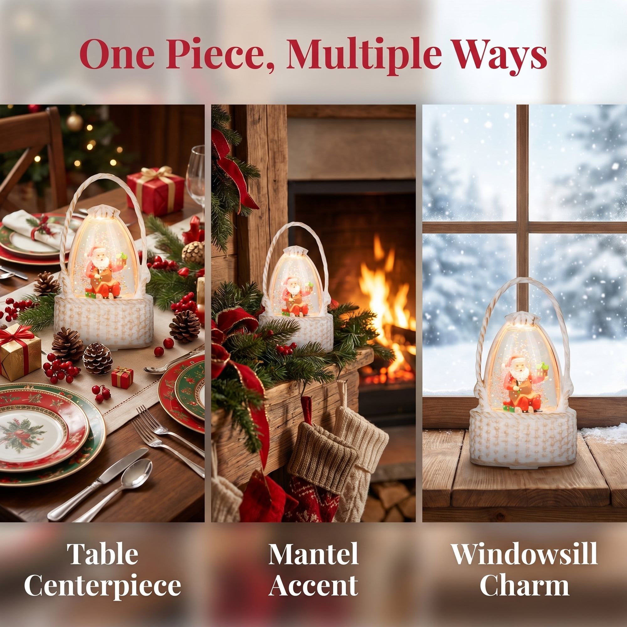 Unique Bargains Christmas Light Up Crystal Ball Shatterproof LED Glitter Sphere Orbs Beige