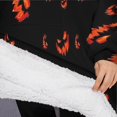 thumbnail image 3 of Oversized Wearable Blanket Hoodie,Spooky Halloween Faces Pattern Sherpa Blanket Hoodie with Super Pockets,Super Warm Fuzzy Pullover for Women & Men, 3 of 6