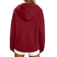 thumbnail image 6 of Half-Zip Hoodies for Women Zaewscy Fashion Women's Solid Color Winter Long Sleeve Imitation Half-zip Hooded Sweatshirt Red XXL, 6 of 6