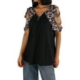 thumbnail image 4 of Qiylii Women T-shirt, Leopard Printed Pattern Short Sleeve V-neck Tops, 4 of 8