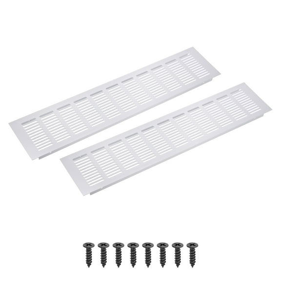 Uxcell 16 x 4 Inch Rectangle Ventilation Grille, 2PCS Aluminum Air Vent Cover, Silver