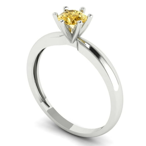 0.5 ct Round Cut Yellow Moissanite Solitaire Engagement Ring for Women in 14K White Gold