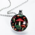 thumbnail image 2 of Mushroom Stunning Glass Circular Pendant Necklace - Women's Necklaces, Necklaces, 2 of 5