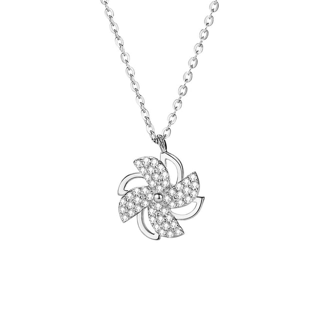 Exquisito Collar De Molino De Viento Giratorio, Colgantes De Circón De La Suerte A La Moda, Conjunto De Joyería Creativa Simplificada Para Niñas Y Mujeres Moyic AP006513-01